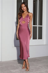Slip Silk Satin Midi Dress Pink