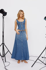 LIONESS After Hours Corset Blue Denim