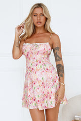 Painted Canvas Mini Dress Pink