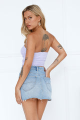 Hot Date Night Strapless Mesh Crop Top Lilac