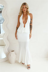 Moonlit Vibe Halter Top White
