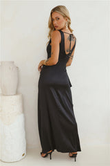 Stars Of Luxury Satin Maxi Dress Black