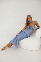 Trend Lover Satin Maxi Dress Blue