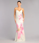 Maia Floral Print Sequin Mermaid Dress