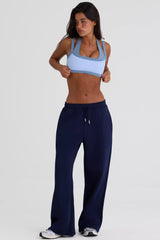 Brushed Jersey Wide-Leg Joggers in Midnight