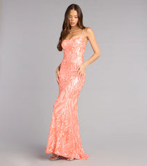 Janie Sequin Lace-Up Formal Dress