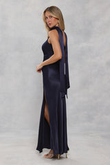 Satin Neck Scarf Navy