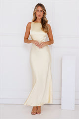 Unveiled Sophistication Satin Maxi Dress Yellow