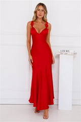 Graceful Essence Satin Maxi Dress Red