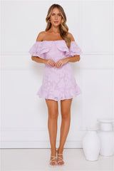 Lovely Lines Off Shoulder Mini Dress Lilac
