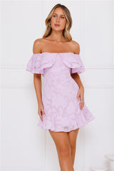 Lovely Lines Off Shoulder Mini Dress Lilac