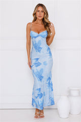 Gracelyn Mesh Maxi Dress Blue