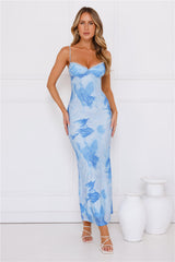 Gracelyn Mesh Maxi Dress Blue