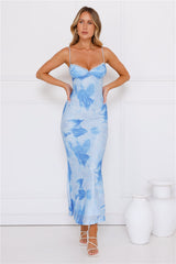 Gracelyn Mesh Maxi Dress Blue