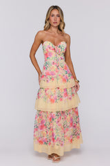 Spark Joy Strapless Maxi Dress Yellow