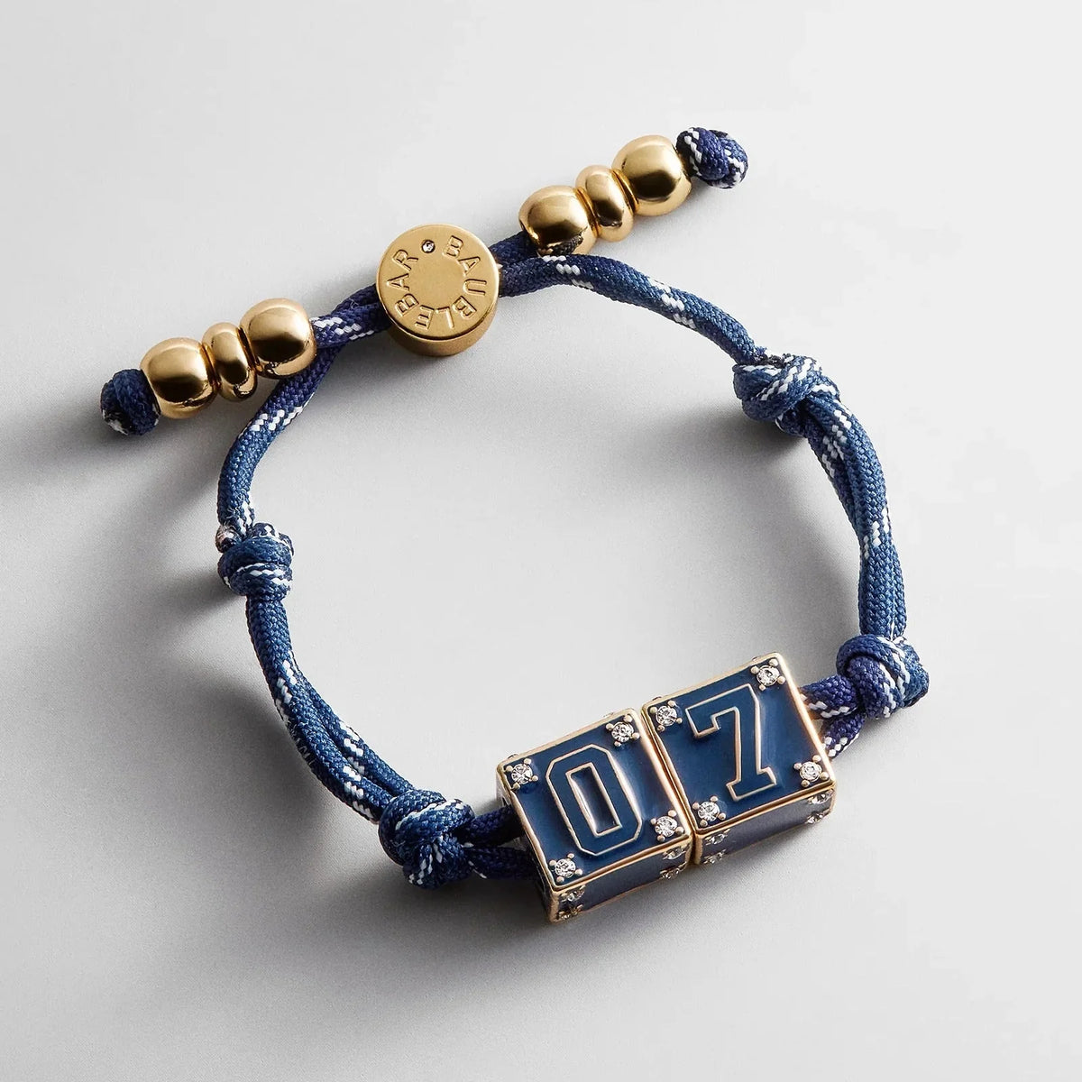 Block Party Varsity Number Custom Bracelet  - Navy Double Digit