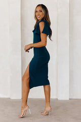 Event Season Ready One Shoulder Midi Dress Green