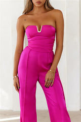 Diva Of The Night Strapless Jumpsuit Fuchsia