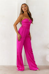 Diva Of The Night Strapless Jumpsuit Fuchsia