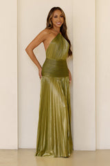 Rosebud Fantasy Halter Maxi Dress Chartreuse