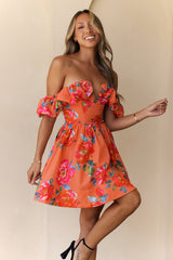 Velvet Rosé Off Shoulder Mini Dress Floral