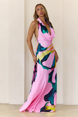 Palm Beach Vibe Halter Maxi Dress Print