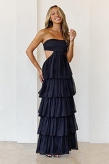 Luxe Mode Strapless Maxi Dress  Black