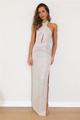 Dazzling Nights Sequin Maxi Dress Silver