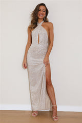 Dazzling Nights Sequin Maxi Dress Silver