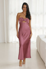 Up And Downs Satin Maxi Dress Rose