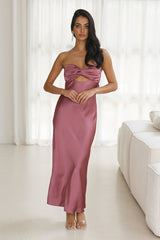 Up And Downs Satin Maxi Dress Rose