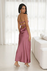 Up And Downs Satin Maxi Dress Rose