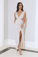 Love Me Sequin Maxi Dress Beige