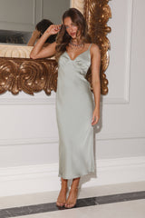 Sleek And Stylish Satin Maxi Dress Sage