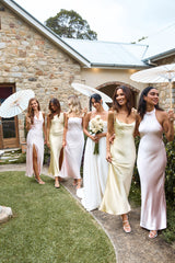 The Loretta Cowl Satin Maxi Dress Pink