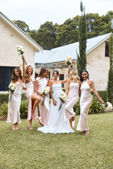 The Valentina Cap Sleeve Satin Maxi Dress Pink
