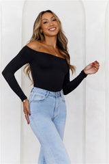 BASE Flawless Off Shoulder Long Sleeve Top Black