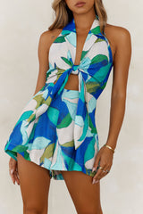 Mimosas Please Halter Romper Blue