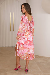 Spring Blossom Midi Dress Pink