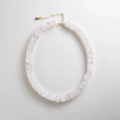 Jess Square Beaded Necklace - White Quartz
