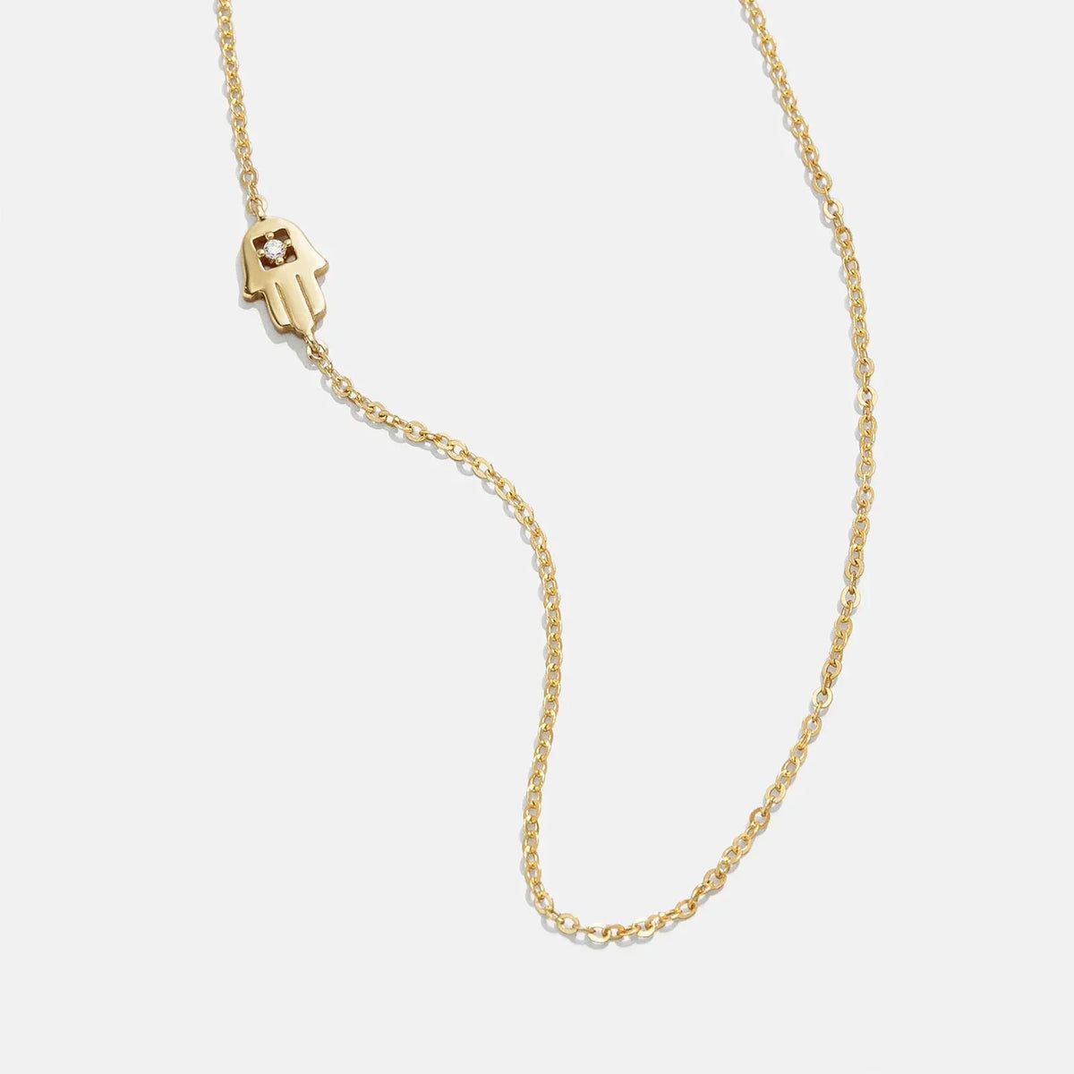 18K Gold Asymmetrical Hamsa Necklace - Hamsa