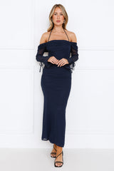 One Stylish Moment Off Shoulder Maxi Dress Navy