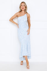Empowered Girl One Shoulder Maxi Dress Blue