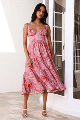 Hour Of Gold Midi Dress Pink