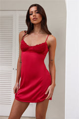 In The Feels Satin Mini Dress Red