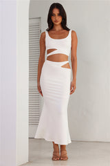 Where Did You Go Ribbed Maxi Skirt White