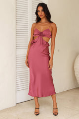 Cherishing Moments Satin Maxi Dress Pink