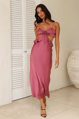Cherishing Moments Satin Maxi Dress Pink