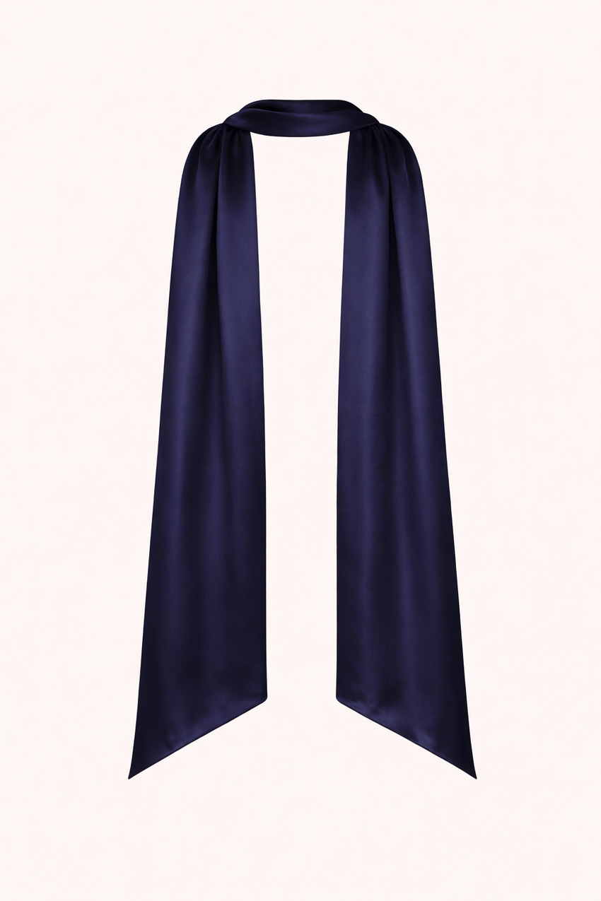 Satin Neck Scarf Navy
