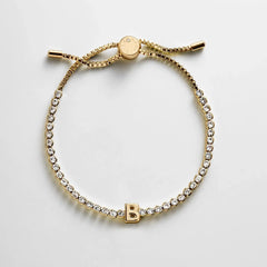 Block Letter Tennis Bracelet - Initial Tennis Bracelet